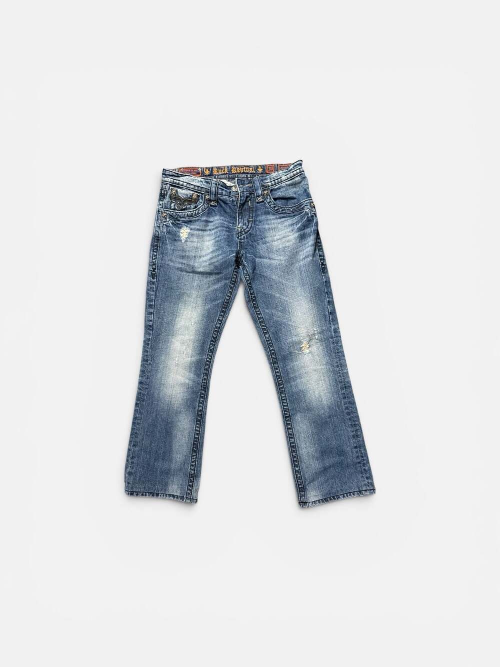 Rock Revival Stiven Slim Straight Distressed Jeans Size 30